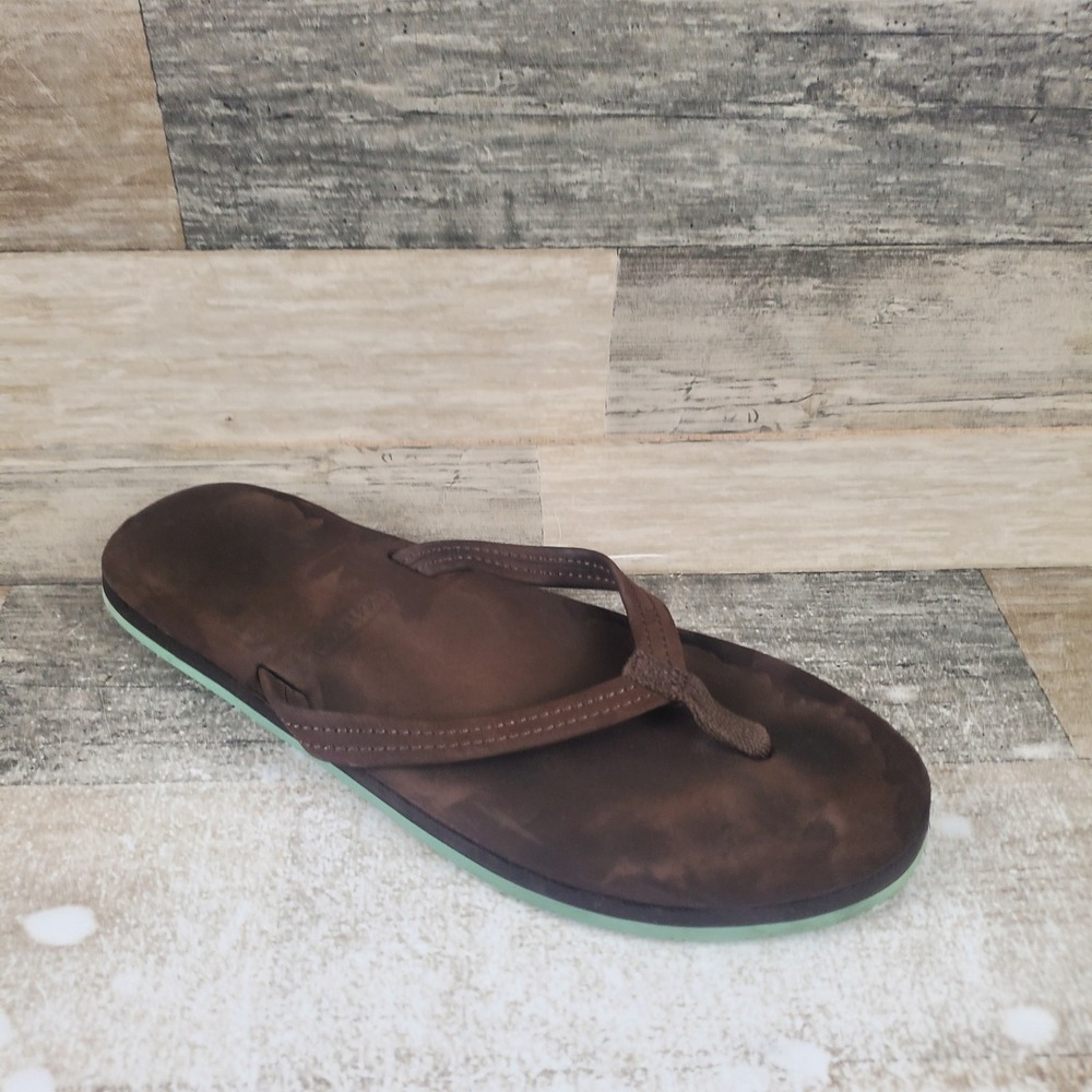 The Hari Mari Womens Fields Flip Flop Sandals Sz 9 Brown Nubuck Leather Slip On